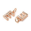 Brass Micro Pave Grade AAA Cubic Zirconia Charms ZIRC-P067-11RG-E-NR-3