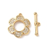 Brass Micro Pave Clear Cubic Zirconia Toggle Clasps KK-D504-08G-2
