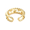 Rack Plating Brass Micro Pave Cubic Zirconia Open Cuff Rings for Women RJEW-U026-02G-01-4