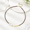 Rectangle Natural Baroque Keshi Pearl and Faceted Round Natural Tiger Eye Beaded Necklaces for Women NJEW-JN06682-01-1