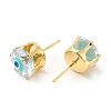 Flat Round Glass with Enamel Evil Eye Stud Earrings EJEW-P210-04G-09-2