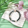 Natural Dioptase Round Beaded Stretch Bracelets BJEW-JB11195-01-2