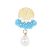 Glass Seed Beaded & ABS Plastic Imitation Pearl & Glass Pendants PALLOY-MZ01380-01-1