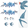 WADORN 6Pcs 4 Style Swallow & Flower Computerized Embroidery Iron on/Sew on Patches PATC-WR0001-02-3