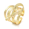 Brass Bowknot Wide Open Cuff Rings for Women RJEW-B062-04G-1