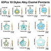 60Pcs 10 Styles Alloy Enamel Pendants FIND-CJ0002-33-2