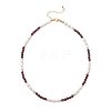 Faceted Round Natural Garnet and Rice Natural Pearl Beaded Necklaces for Women NJEW-JN05816-01-4