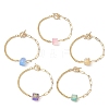 Electroplated Hexagon Prism Natural Quartz Link Bracelets BJEW-JB10753-1