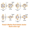 SUPERFINDINGS 12Pcs 12 Styles Brass Pave Clear Cubic Zirconia Connector Charms KK-FH0005-86-2