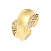 Brass Micro Pave Clear Cubic Zirconia Cuff Rings for Women RJEW-U043-12G-4