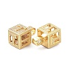 Alphabet Brass Micro Pave Clear Cubic Zirconia Pendants ZIRC-O045-01G-T-3
