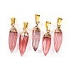 Synthetic Cherry Quartz Glass Pendants G-N345-01D-1