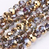 Half Plated Faceted Rondelle Electroplate Glass Beads Strands X-EGLA-D020-10x8mm-14-1