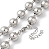 Non-Tarnish 304 Stainless Steel Round Beads Necklace for Women NJEW-B107-01C-P-2