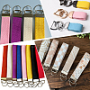 30Pcs 5 Colors Iron Ribbon Ends with Keychain Split Ring IFIN-GF0001-66-5