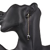 Glass Imitation Pearl Round Tassel Stud Earrings EJEW-JE06453-01-3