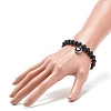 3Pcs 3 Style Natural Black Agate(Dyed) & Lava Rock & Synthetic Hematite Round Beaded Stretch Bracelets Set BJEW-JB08897-3