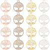 24Pcs 4 Colors Brass Filigree Pendants KK-CN0002-01-1