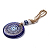 Flat Round with Evil Eye Lampwork Pendant Decoration HJEW-Z005-01G-2