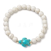 4Pcs Round Natural Amazonite & Lava Rock & Synthetic Turquoise Beaded Stretch Bracelets BJEW-JB10269-2