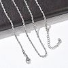 10Pcs 2MM 304 Stainless Steel Rope Chain Necklaces NJEW-G203-08P-1