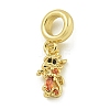 Rack Plating Brass Pave Cubic Zirconia Monkey European Dangle Charms KK-Z067-50G-01-1