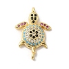 Rack Plating Brass Micro Pave Colorful Cubic Zirconia Connector Charms KK-K377-33G-1