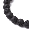 8mm Round Natural Lava Rock Beads Stretch Bracelets BJEW-JB10945-4