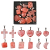 12Pcs 5 Styles Cherry Quartz Glass Pendants G-FS0005-61-1