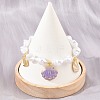 Ocean Brass Micro Pave Clear Cubic Zirconia and Enamel Plum Shell Shape Charm Bracelets for Women KK-CBA68DA-06G-1