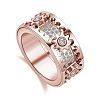 Gear Brass Micro Pave Clear Cubic Zirconia Rotatable Finger Rings FS-WGBD3BF-25-1