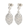 Leaf Brass Pave Clear Cubic Zirconia Dangle Stud Earrings EJEW-M258-37P-1