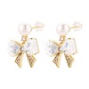 Bowknot Brass Micro Pave Clear Cubic Zirconia Dangle Stud Earrings PEAR-N017-07C-1