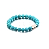 Synthetic Turquoise Round Beaded Stretch Bracelet PW-WG80752-08-1