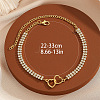 Brass Crystal Rhinestone Tennis Double Heart Link Anklets for Women FS-WGBD382-01-1