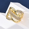 Brass Micro Pave Clear Cubic Zirconia Cuff Rings RJEW-U047-13G-3