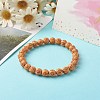 Imitation Wood Plating Acrylic Beads Stretch Bracelet Sets BJEW-JB06592-4