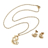 Hollow Cow 201 Stainless Steel Pendant Necklaces & Stud Earrings Sets for Women SJEW-Q025-05G-4