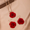 Rose Iron & Plastic Pendant Necklaces & Dangle Earrings Sets for Women FS-WGD8499-01-4