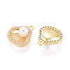 Brass Micro Pave Clear Cubic Zirconia and ABS Imitation Pearl Pendants KK-T074-118G-2