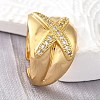 Brass Micro Pave Cubic Zirconia Adjustable Open Cuff Rings for Women RJEW-K292-11G-3