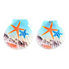 Printed Natural Freshwater Shell Big Pendants SHEL-N032-235-03-3