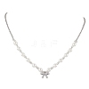 Bowknot Brass Micro Pave Cubic Zirconia Pendant Necklaces NJEW-JN04908-1