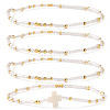 4Pcs Vintage Cylinder Seed Beads &  Brass Beaded Bracelet Sets VC6317-6-1