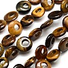 Flat Round Natural Tiger Eye Beads Strands G-P063-124-1