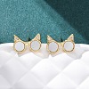 Cat Ear Glasses Brass Micro Pave Clear Cubic Zirconia Stud Earrings KK-D363-17G-5