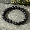 Natural Lava Rock Round Beads Stretch Bracelets GN0417-1-1