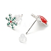 Christmas Theme Brass Asymmetrical Earrings EJEW-D062-01C-S-2