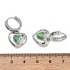 Brass Micro Pave Cubic Zirconia and Cat Eye Beads Heart Hoop Dangle Earrings KK-CBAD9DF-01P-4