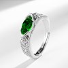 Horse Eye Brass Micro Pave Cubic Zirconia Finger Rings FS-WG116FD-05-1